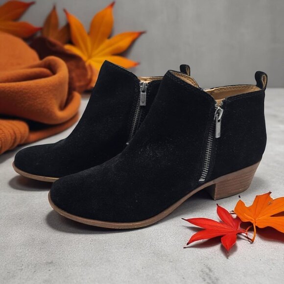 Lucky Brand LK-Basel Black Suede Leather BootiesSize 9M